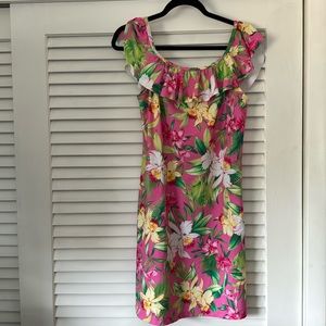 Tommy Bahama size large pink/green gorgeous dress in excellent condition